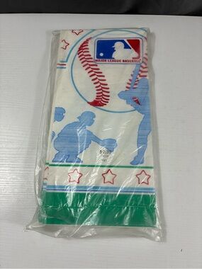 Vintage Sealed Hallmark MLB Baseball Birthday Party Crepe Paper Tablecloth Cover